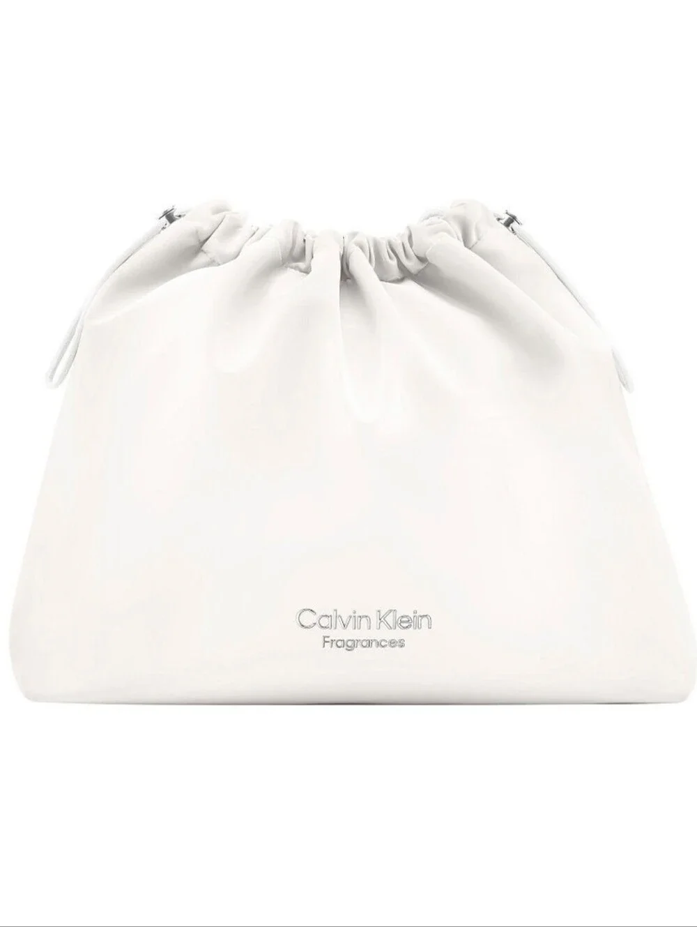 Calvin Klein White Drawstring Pouch Clutch